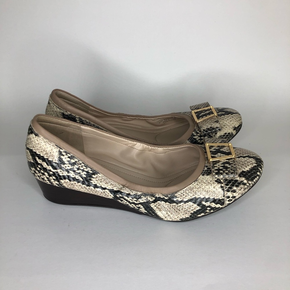 Cole Haan Grand Os Shoes Wedge Heels Women Size 8.5B Snake Print